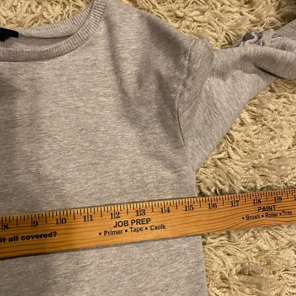 Bebe Girls Ruffle Trim Drop Sleeves Sweatshirt Halter Gray - Picture 6 of 13